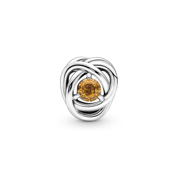 Charm November Geburtsstein Honigfarbener Ewigkeitskreis Silber