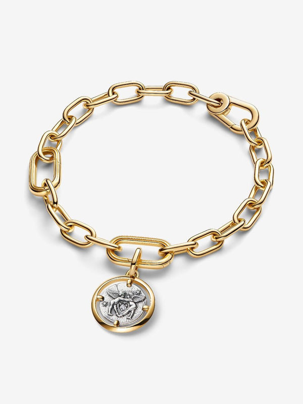 Amor Medaillon-Charm Sterling-Silber, 14 Karat Vergoldung