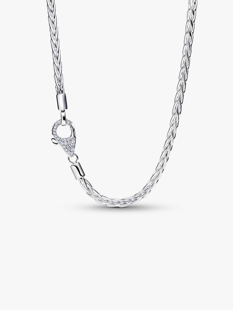 Fuchsschwanz-Charm-Halskette mit Pavé-Verschluss Sterling-Silber Hauptbild