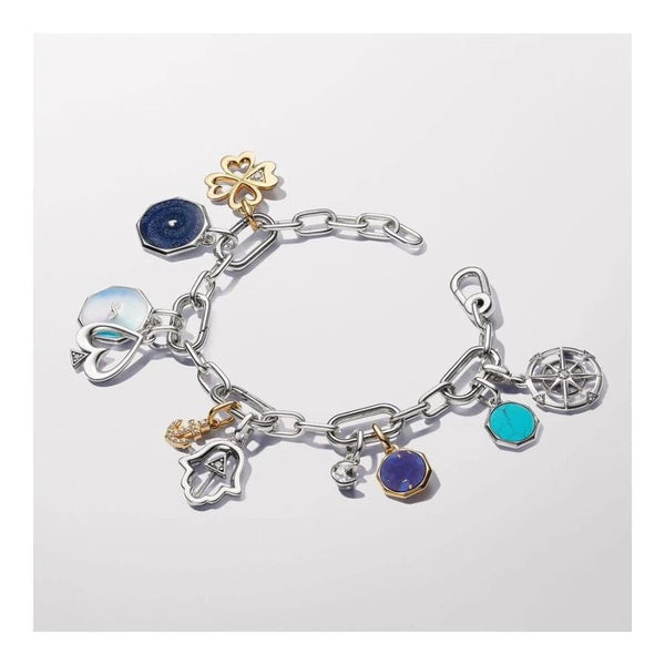 Mini-Medaillon-Charm Türkis Gravierbar Sterling-Silber