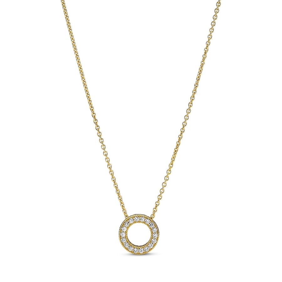 367436C01 Halskette Anhänger Logo Pavé-Kreis 14k Gold Plattiert Hauptbild