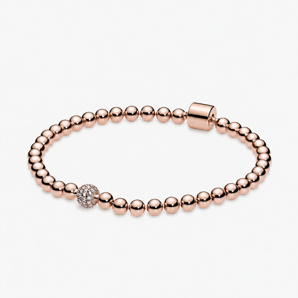 Rose  Armband Kugel & Pavé 14 K Rosévergoldet