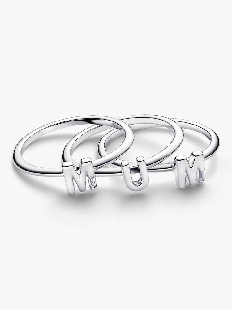 MUM Buchstaben Teilbarer Ring Sterling-Silber