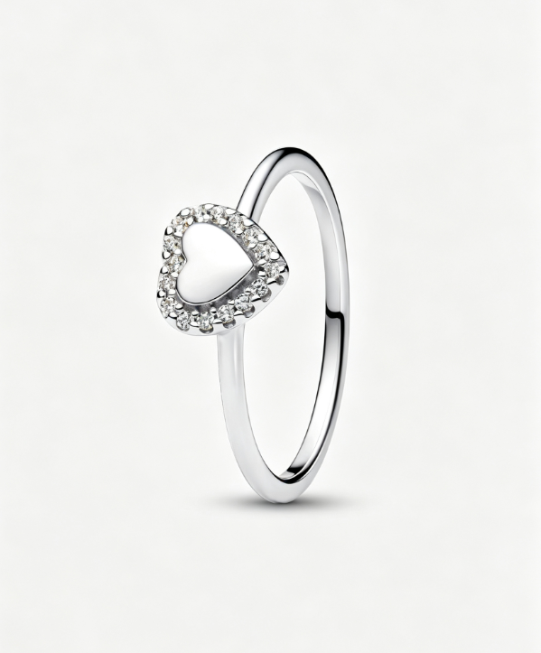 Gravierbarer Herz Strahlenkranz Ring