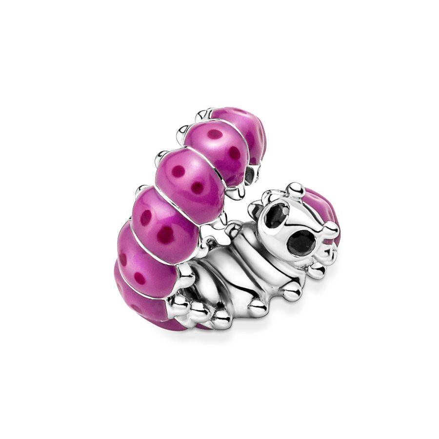 Charm Süße Eingerollte Raupe Rosa Sterling-Silber