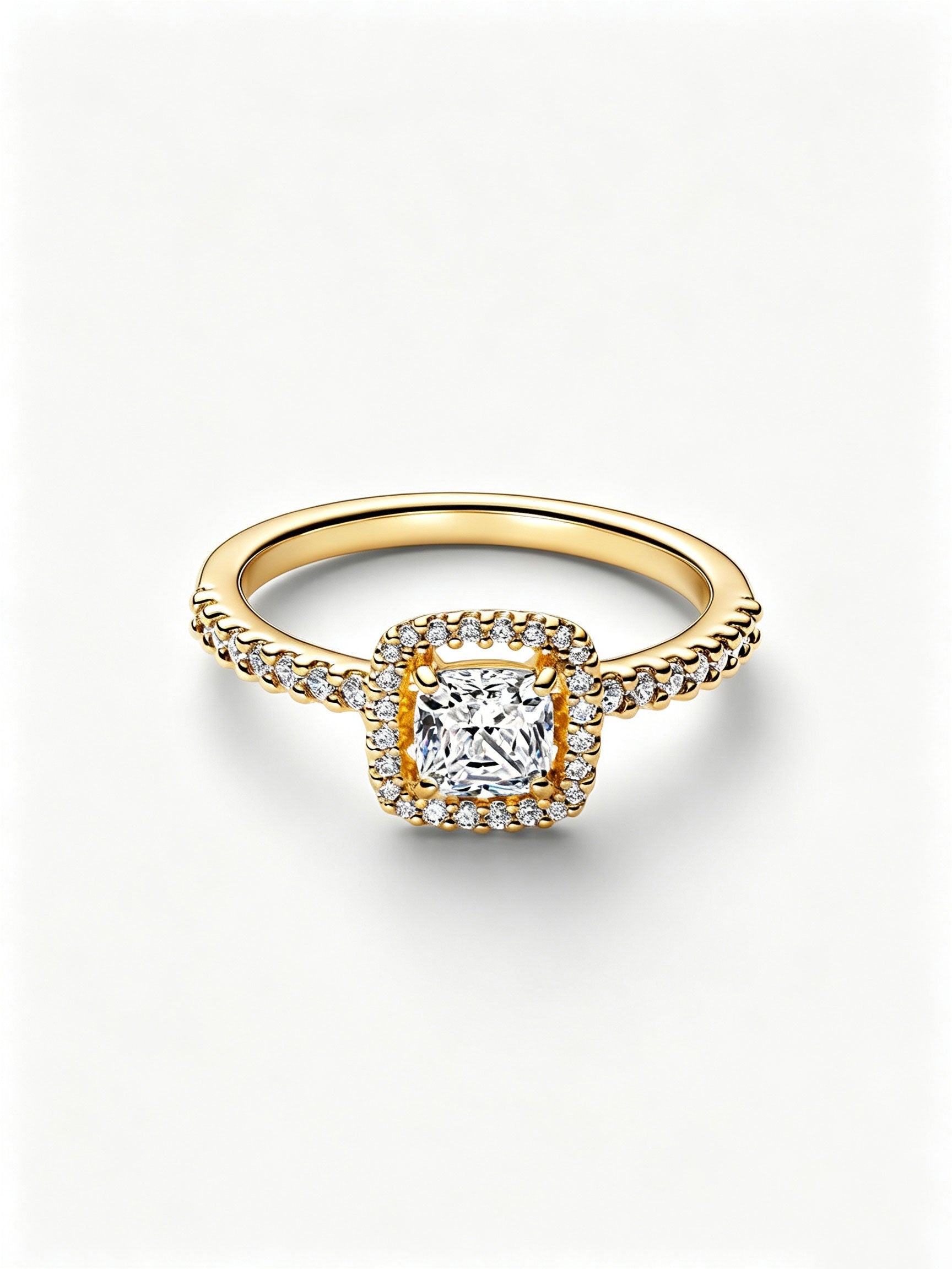 Sparkling Square Clear Halo Ring 14 Karat Vergoldung Zweitbild
