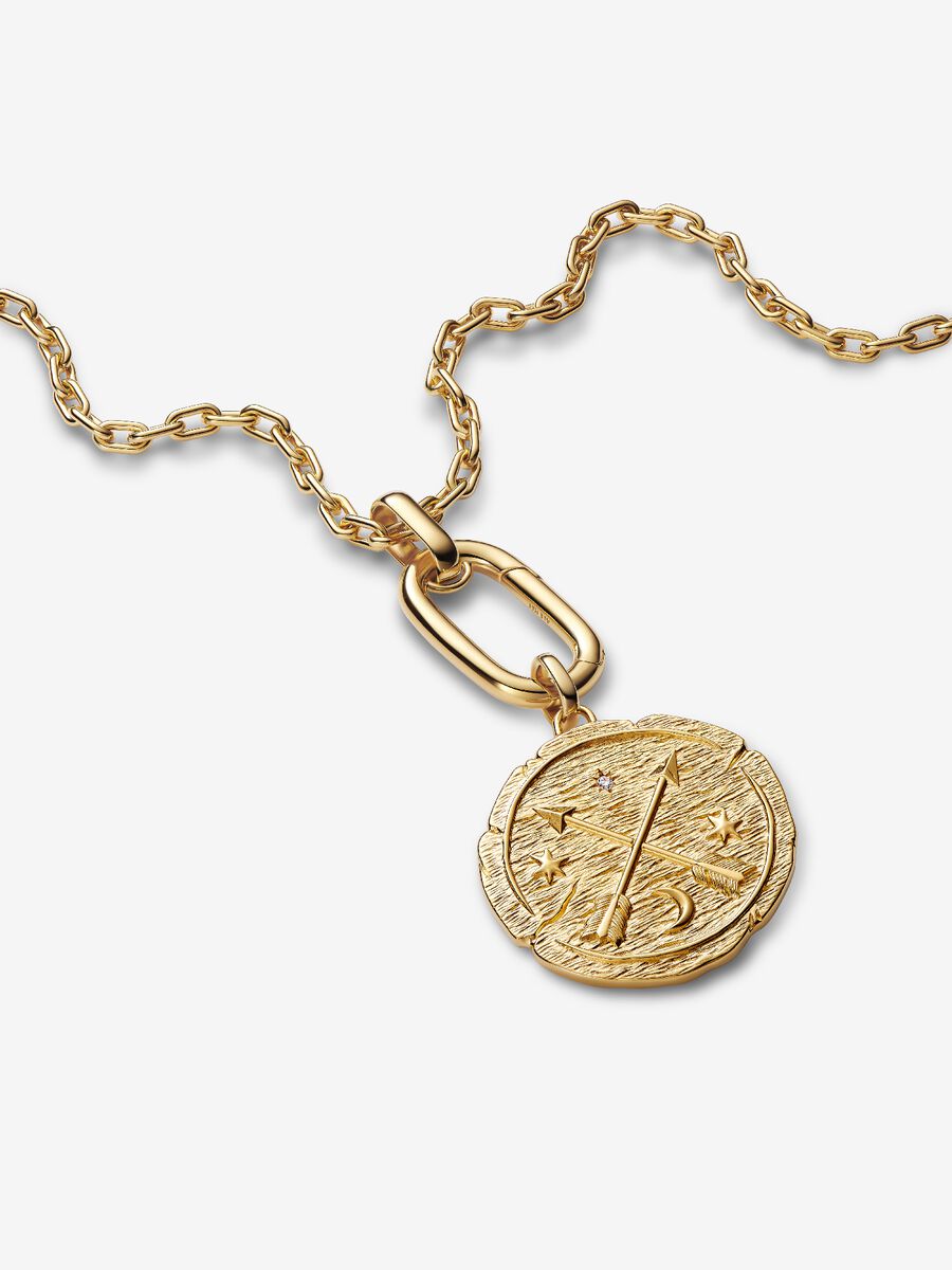 Gekreuzte Pfeile Großes Medaillon-Charm 14 Karat Vergoldung