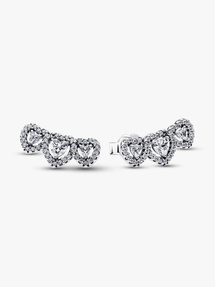 Strahlenkranz Herz Trilogie Ohrstecker Sterling-Silber Hauptbild