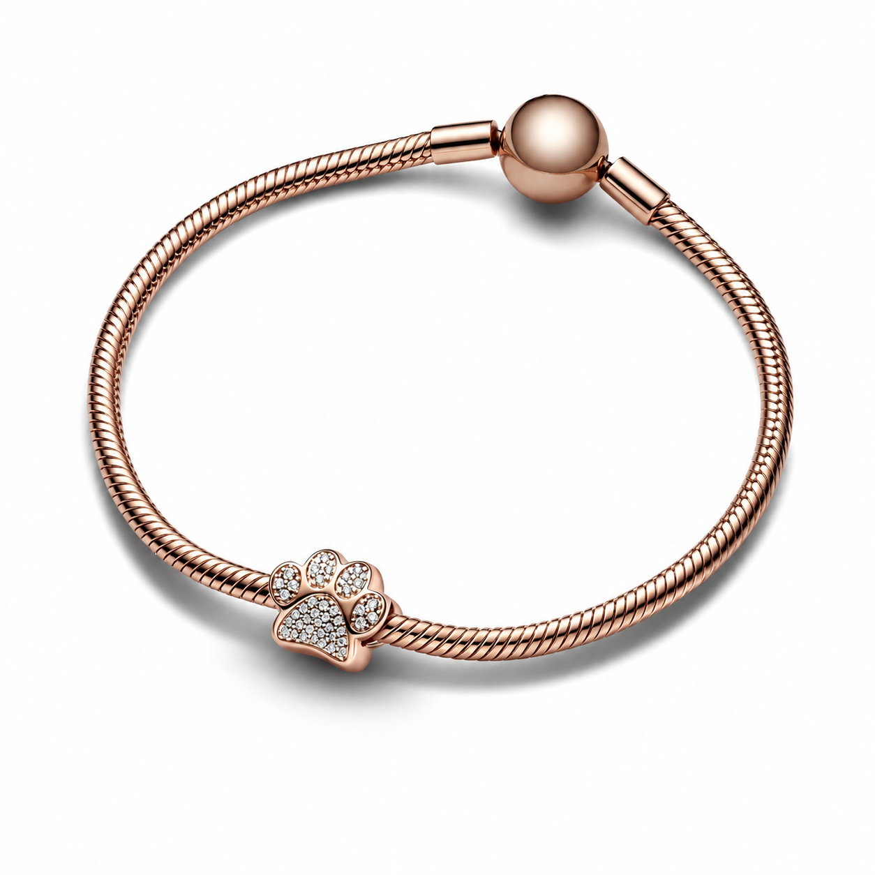 Charm Funkelnder Pfotenabdruck Zirkonia Rosévergoldet