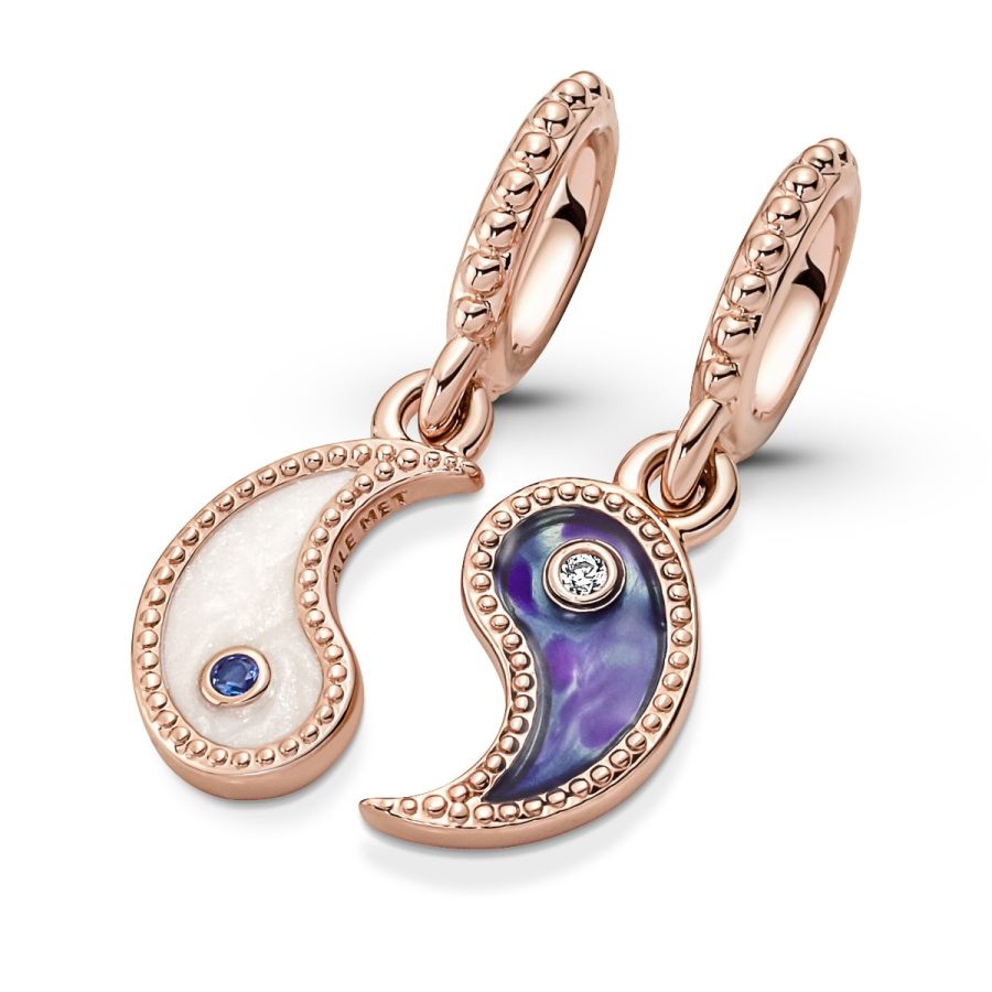 Charm-Anhänger Yin & Yang Funkelnder 14k Rosé Vergoldet