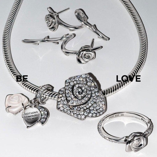 Charm Umschlungenes Rosafarbenes Murano-Glas Silber
