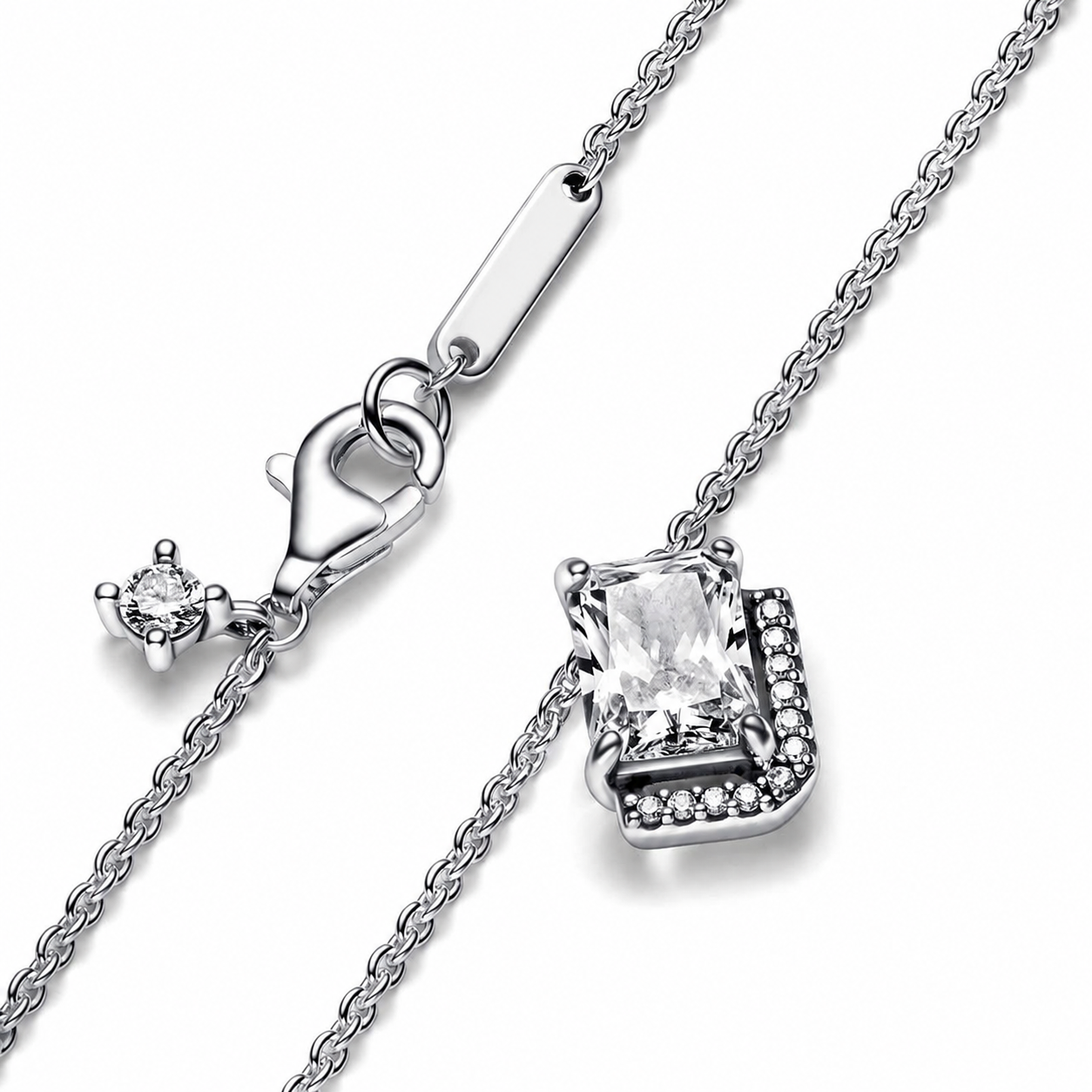 392388C01 Halskette mit Anhänger Funkelnde Strahlenkranz Silber