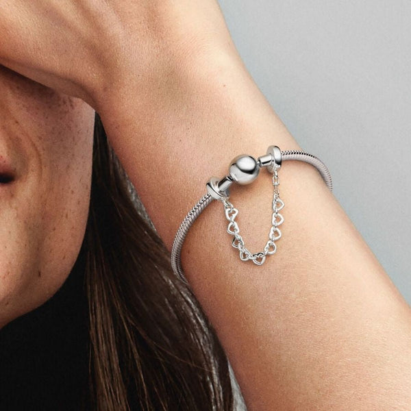 Komfortkette Verbundene Herzen Sterling-Silber