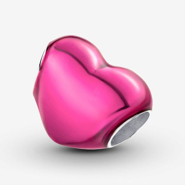 Charm Rosa Metallic-Herz Sterling-Silber