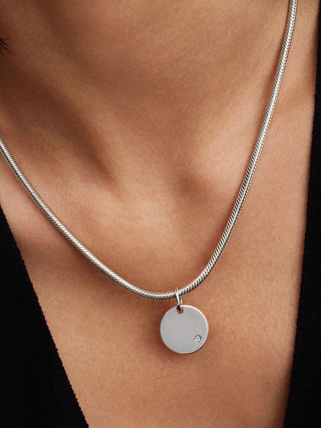 Gravierbarer Anhänger mit im Labor gezüchtetem Diamanten 0.012 ct TW, Sterling-Silber