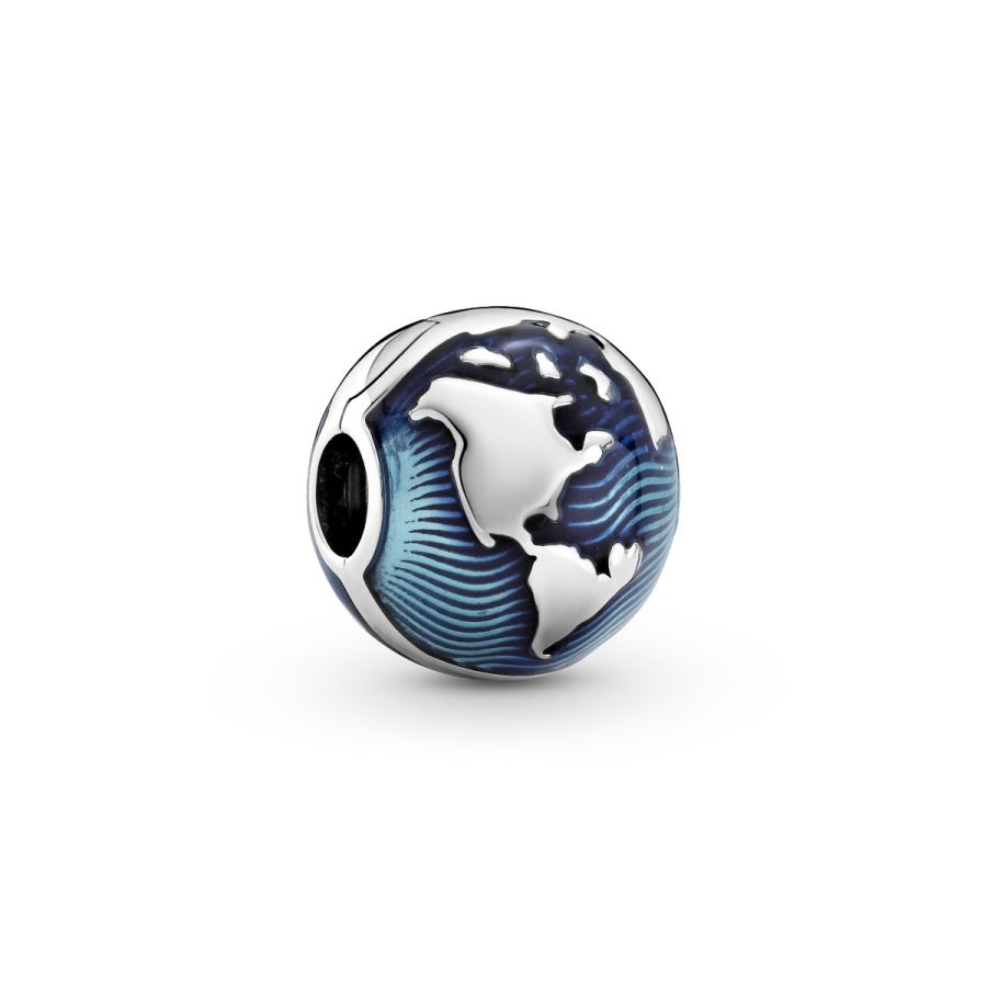 Clip Charm Blauer Globus Sterling-Silber Hauptbild