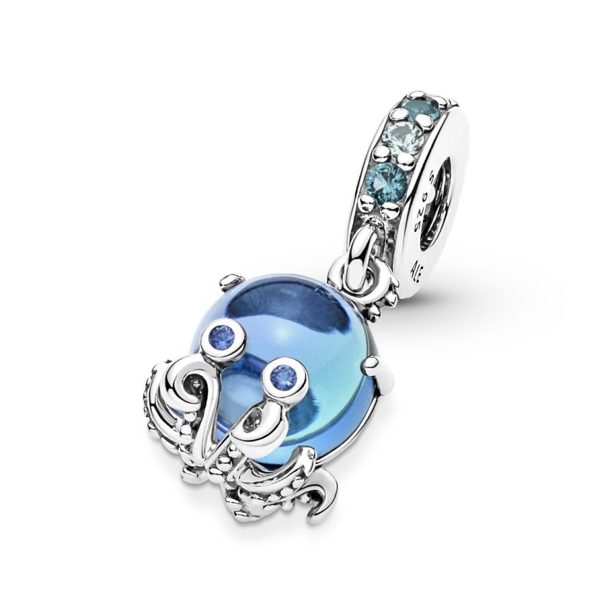 Charm-Anhänger Murano-Glas Süßer Oktopus Sterling-Silber