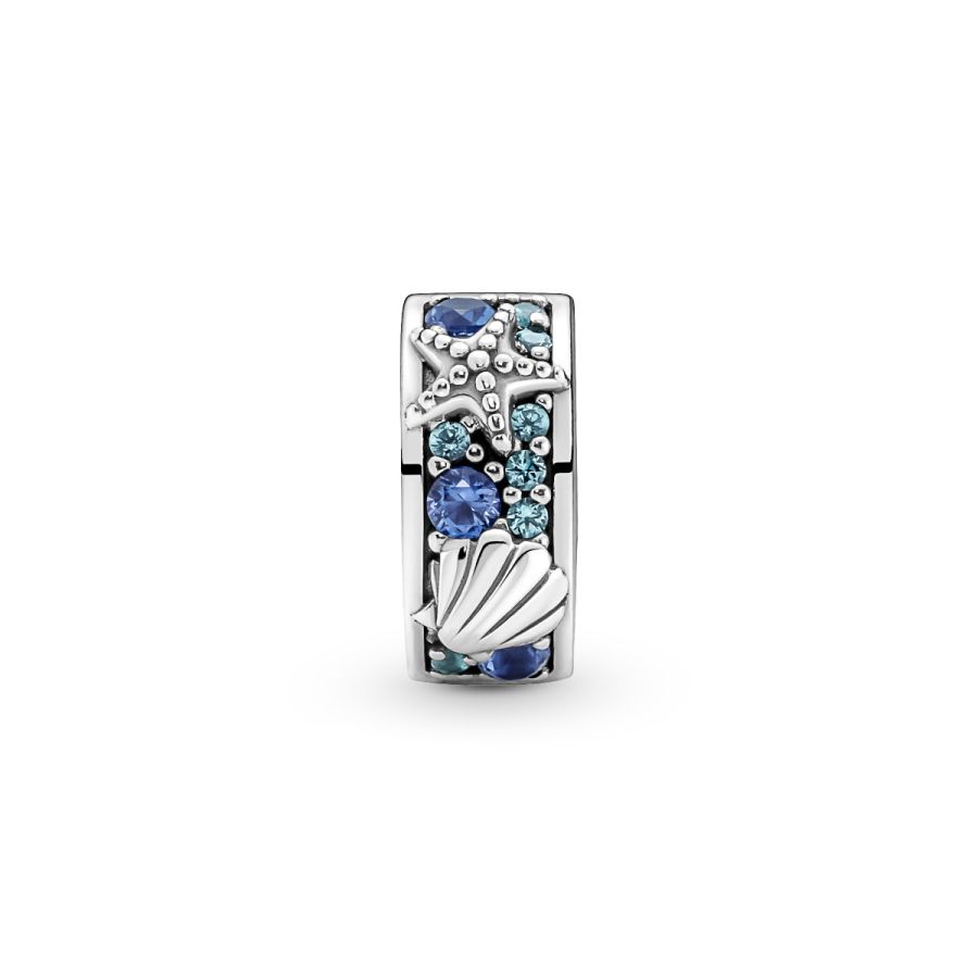 Charm-Clip Tropischer Seestern Muschel Sterling-Silber