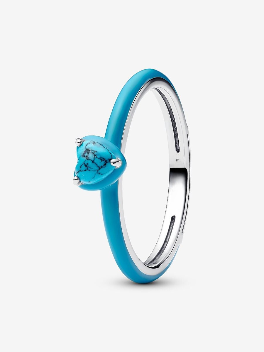 Türkisfarbener Herz-Stein Ring Sterling-Silber Hauptbild