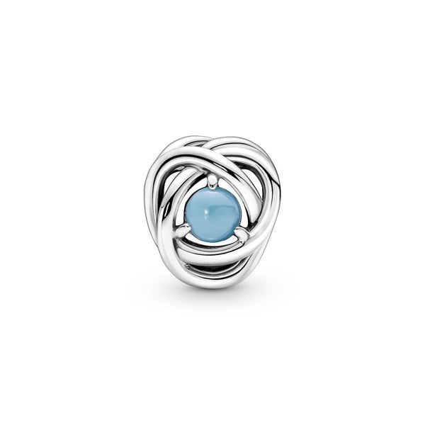 Charm Dezember Geburtsstein Türkis-Blauer Ewigkeitskreis Silber
