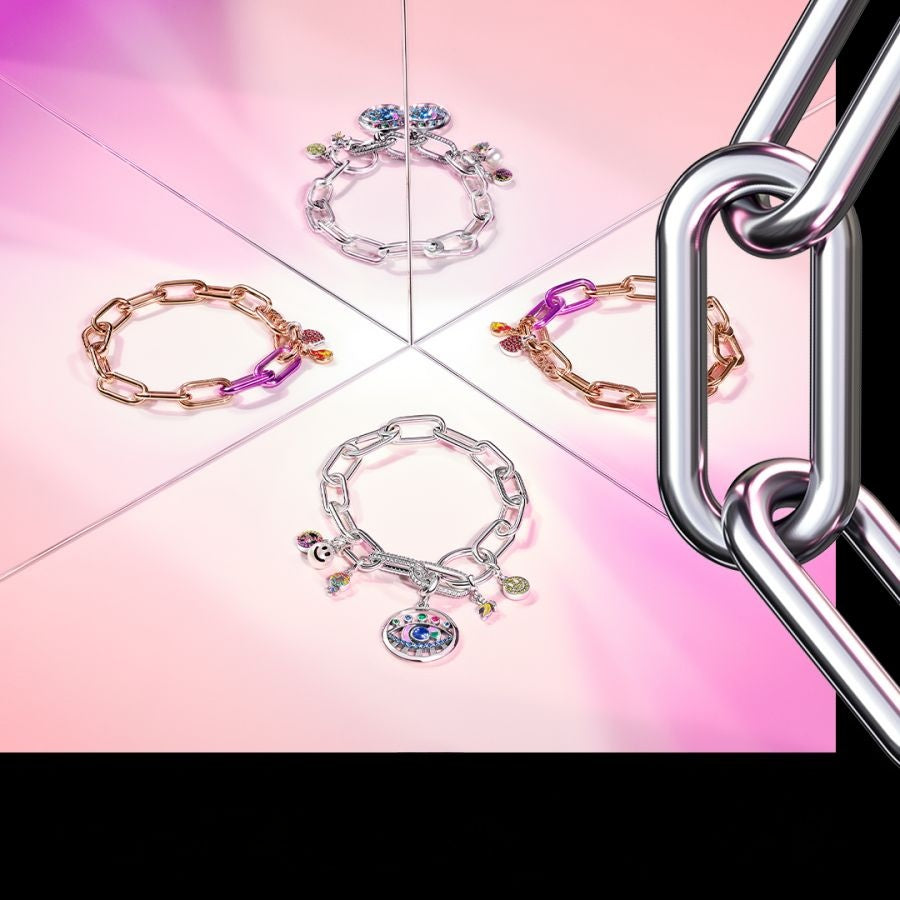 Doppel-Link Charm Styling Pavé Sterling-Silber