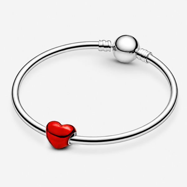 Charm Rotes Metallic-Herz Sterling-Silber