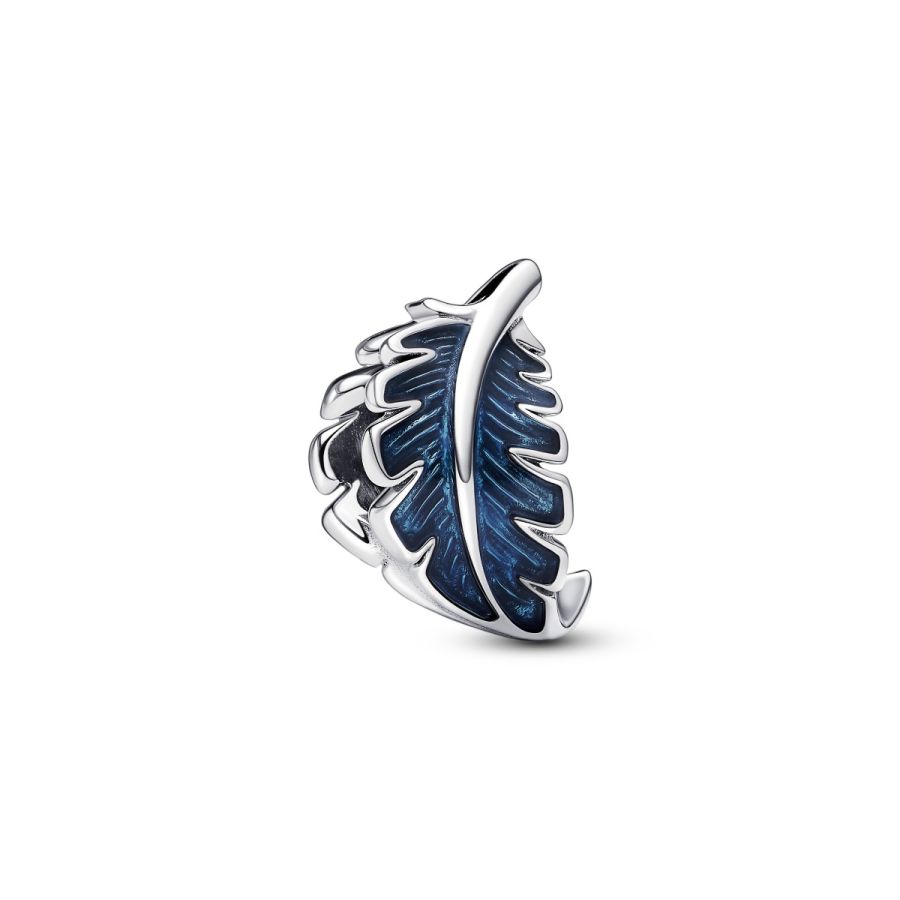 Charm Blaue geschwungene Feder Sterling-Silber Hauptbild