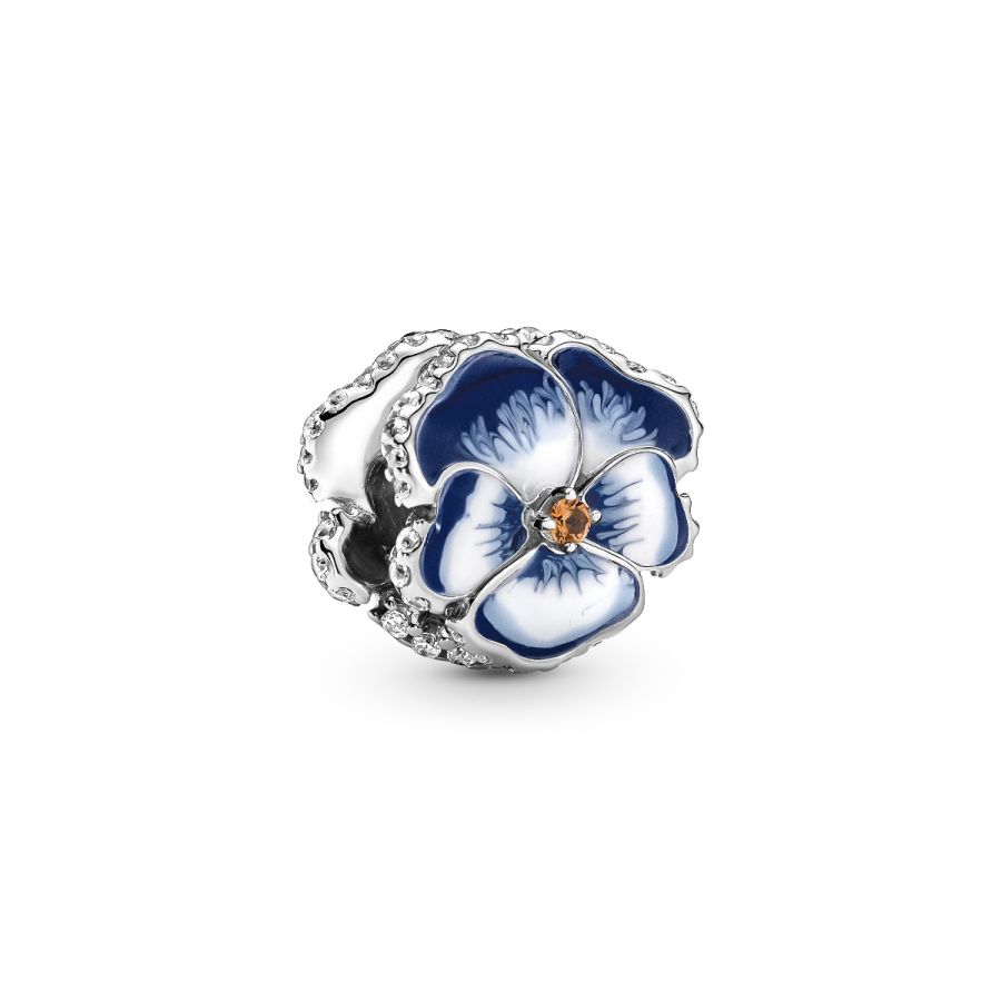 Charm Blaues Stiefmütterchen Sterling-Silber Hauptbild