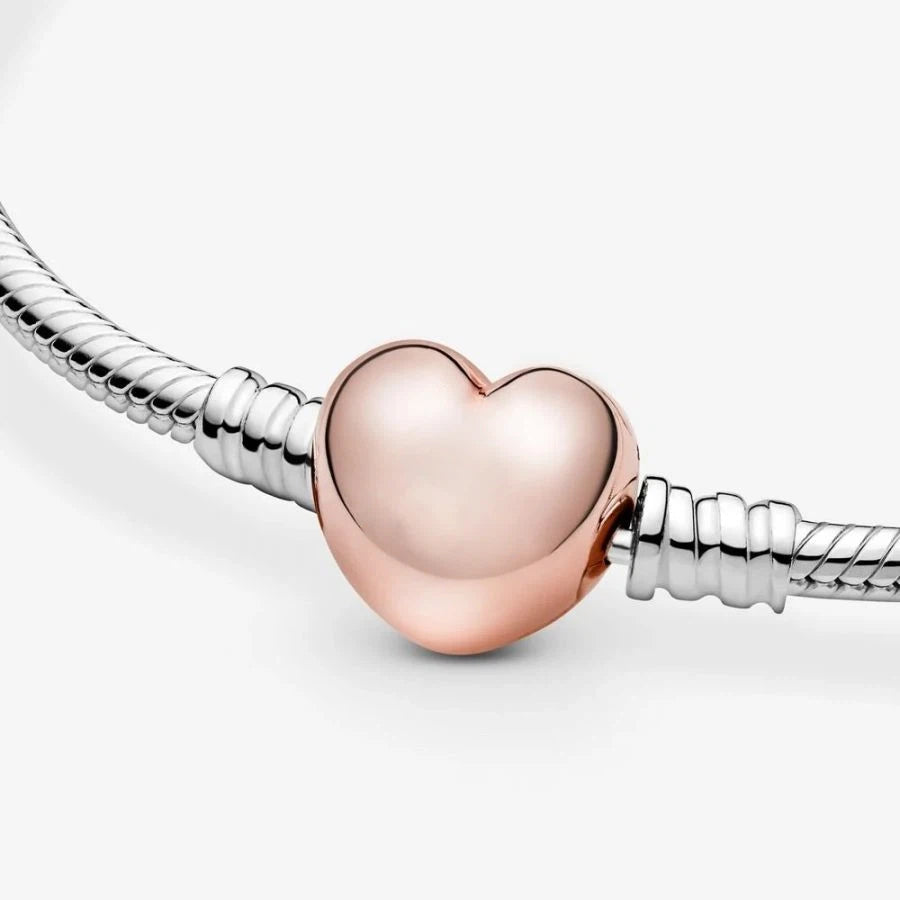 Rose  Schlangen-Gliederarmband mit Herz-Verschluss
