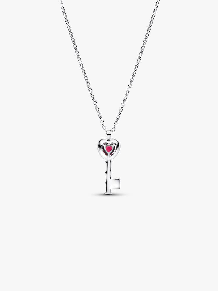 Erhabenes Herz Schlüssel Collier-Halskette Sterling-Silber Zweitbild