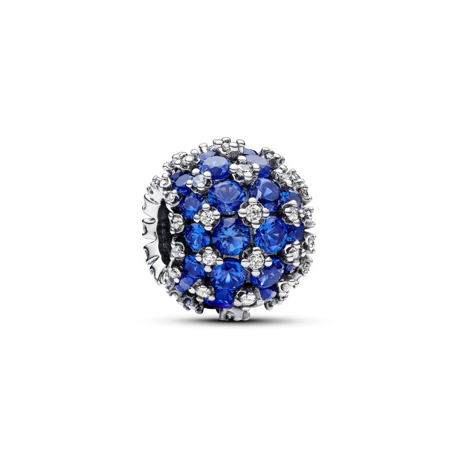 Charm Funkelndes Rundes Pavé-Blau Sterling-Silber