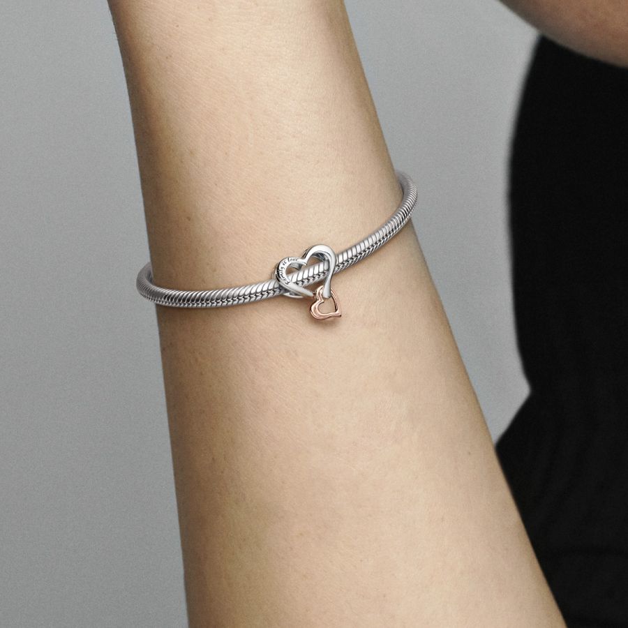Charm Unendlichkeits-Herz Offen Silber 14k Rosévergoldet