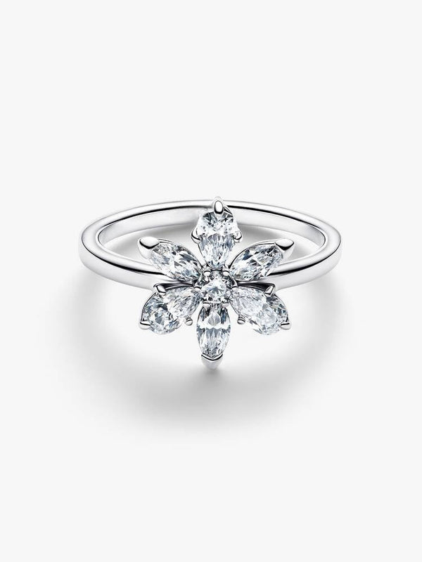 Herbarium Funkelnde Blume Cocktail-Ring Sterling-Silber