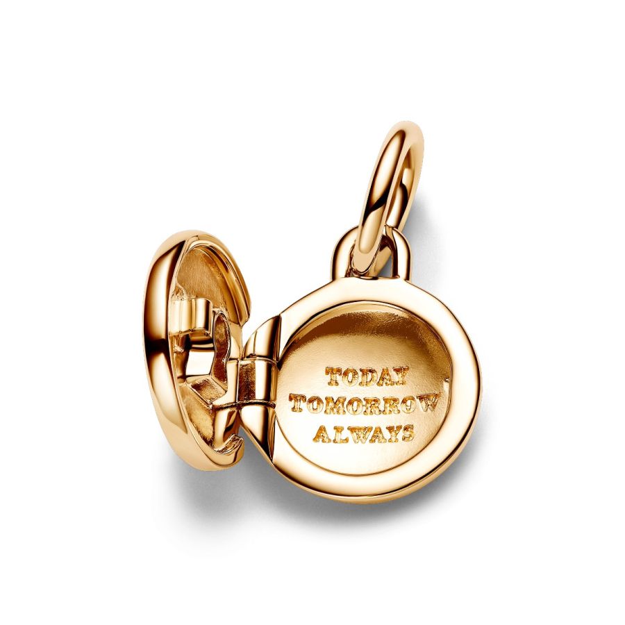 Charm-Anhänger Aufklappbar & Gravierbar Liebesmedaillon Gold