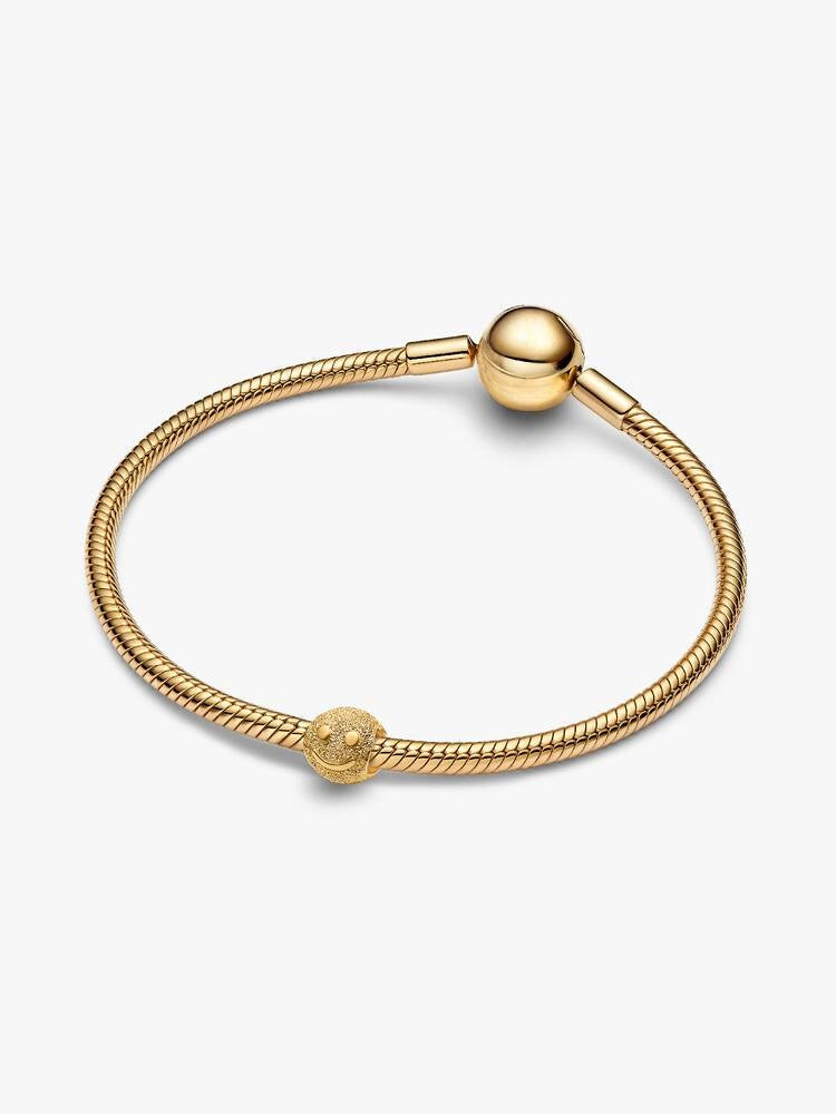 Strukturiertes Glückliches Gesicht Mini-Charm 14 Karat Vergoldung