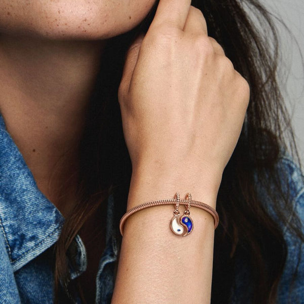 Charm-Anhänger Yin & Yang Funkelnder 14k Rosé Vergoldet