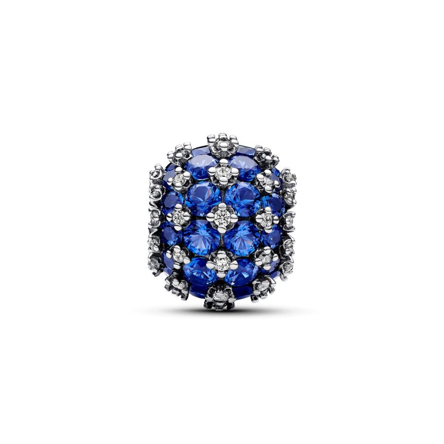 Charm Funkelndes Rundes Pavé-Blau Sterling-Silber