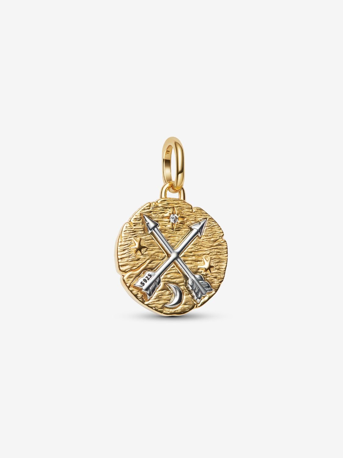 Kreuzende Pfeile Medaillon-Charm Sterling-Silber, 14 Karat Vergoldung Hauptbild