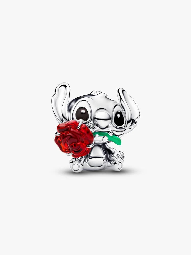 Stitch Rose Murano-Glas-Charm Sterling-Silber Hauptbild