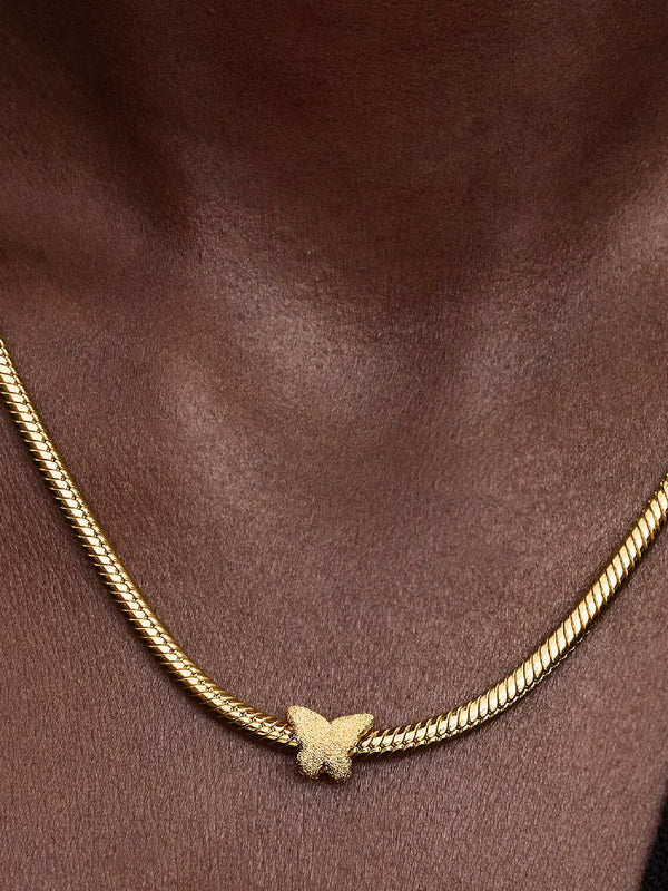 Strukturierter Schmetterling Mini-Charm 14 Karat Vergoldung