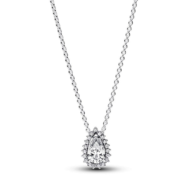 392832C01 Collier-Halskette Funkelnde Birnen-Kranz Zirkonia Silber