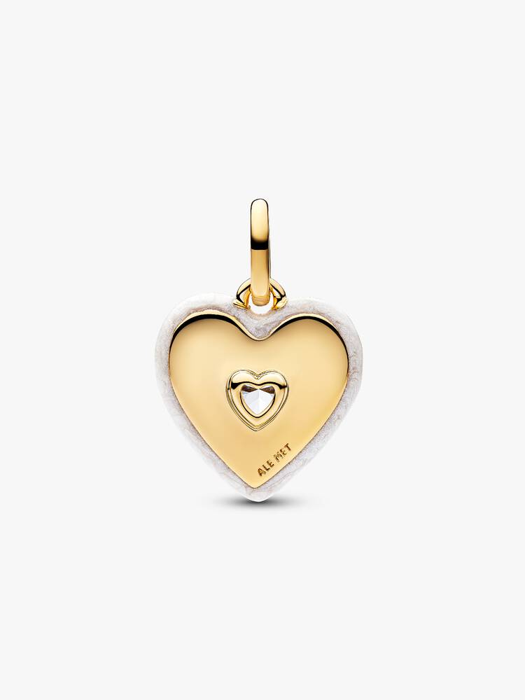 Strahlendes Weißes Herz Medaillon-Charm 14 Karat Vergoldung Zweitbild