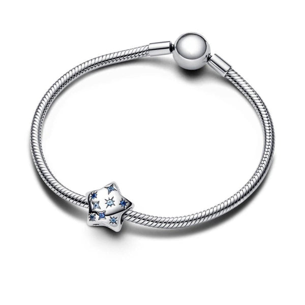 Charm Auffälliges Funkelndes Stern Blau Silber
