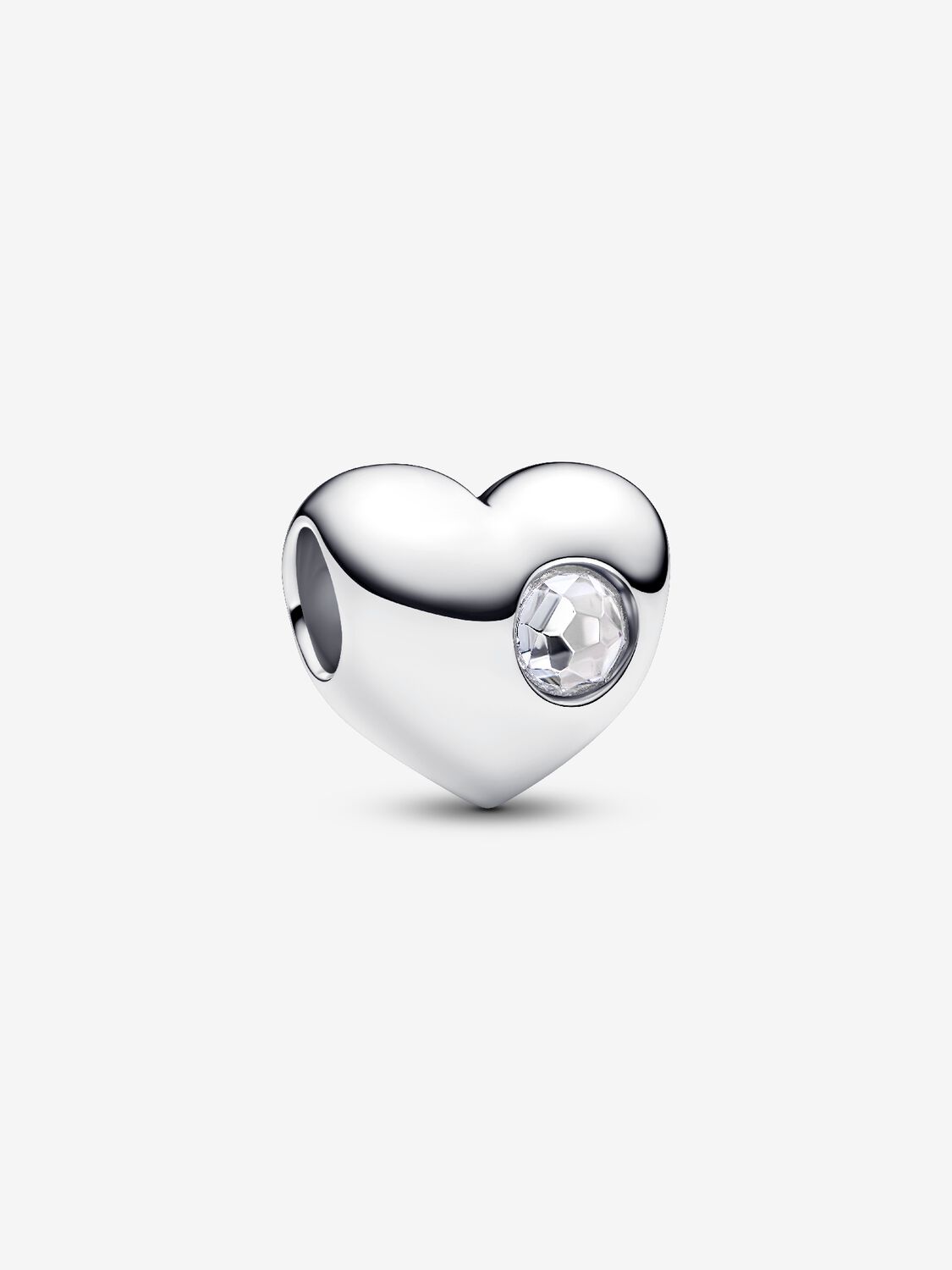 Gravierbares Herz Charm mit Klarem Stein Sterling-Silber