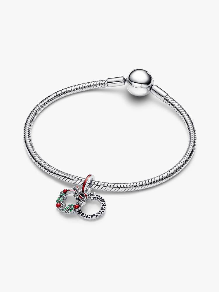 Weihnachtskranz Doppelter Charm-Anhänger Sterling-Silber