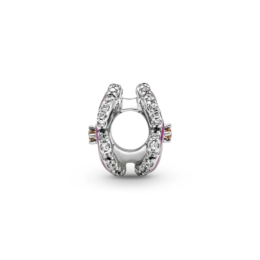 Charm Rosafarbenes Stiefmütterchen Sterling-Silber
