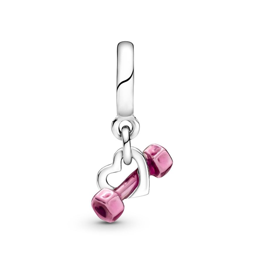 Charm-Anhänger Hantel und Herz Sterling-Silber