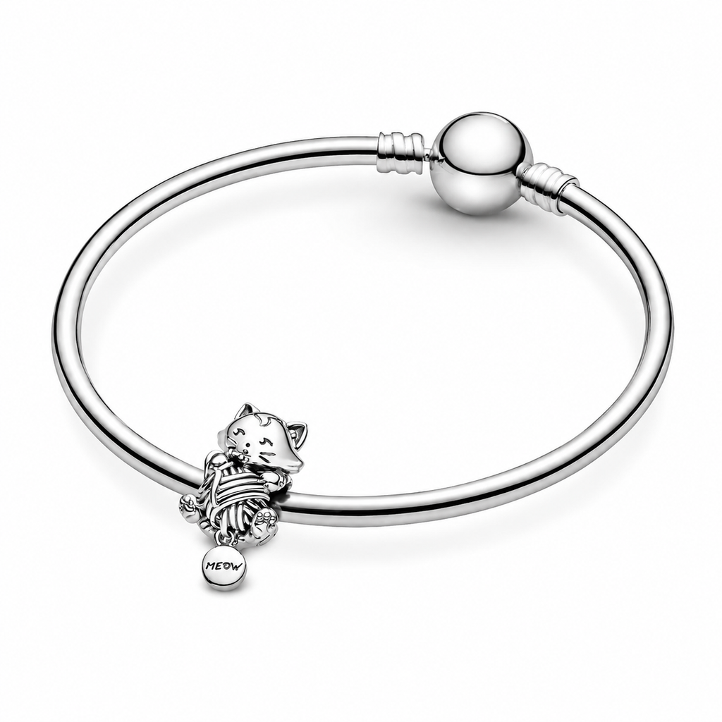 Charm Kätzchen und Garnknäuel  Sterling-Silber