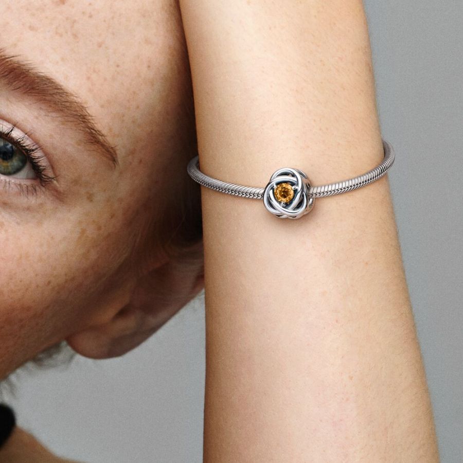 Charm November Geburtsstein Honigfarbener Ewigkeitskreis Silber Zweitbild
