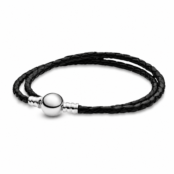 Lederarmband Moments Zweifach Gewickelt Silber